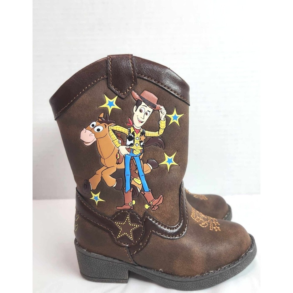 Disney Toy Story Woody Bullseye Cowboy Boots Side Zip Brown Toddler Boys Size 5